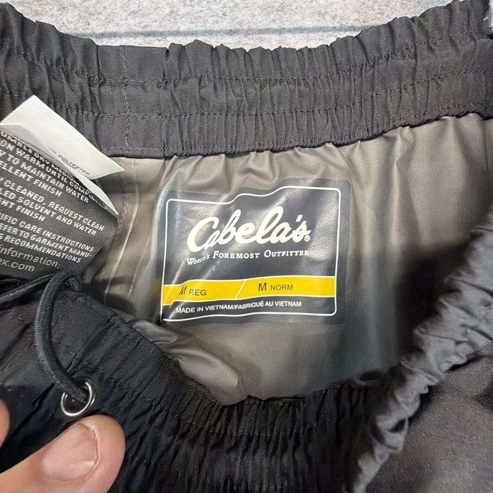 Cabelas GORE-TEX Rain Pants Mens Medium Black Waterproof Hiking Hunting Fishing